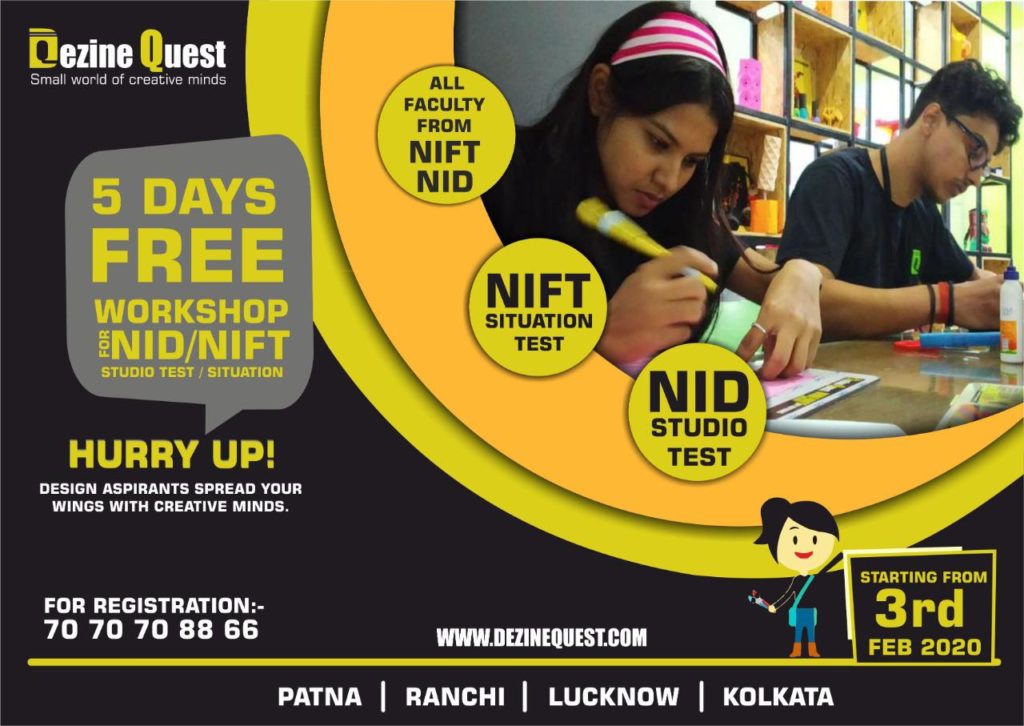 5 Days Free Workshop For NID/NIFT Studio/Situation Test Starting From 3rd FEB