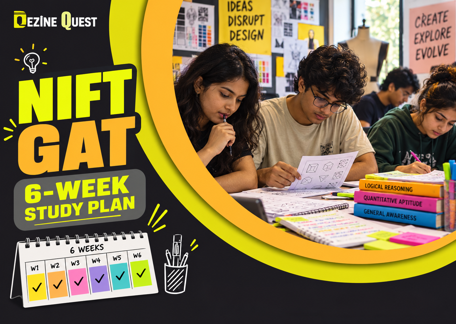 NIFT GAT preparation study planner with mock test and revision notes